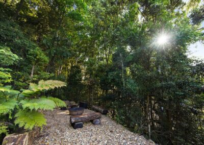Fire pit and bridge timber seating