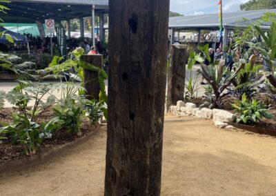 Recycled timber for landscaping feature
