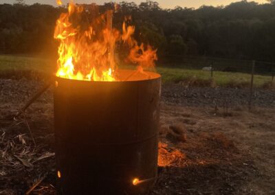 Steel pipe incinerator - custom made at Grow Landscape Yard