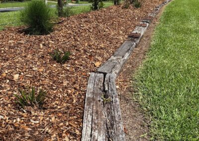 Recycled railway sleepers for garden edging
