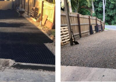 Geohex pebble driveway