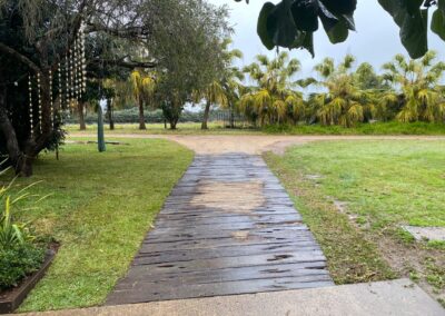 Driveway made from recycled railway sleepers (by Wanaland Contracting)