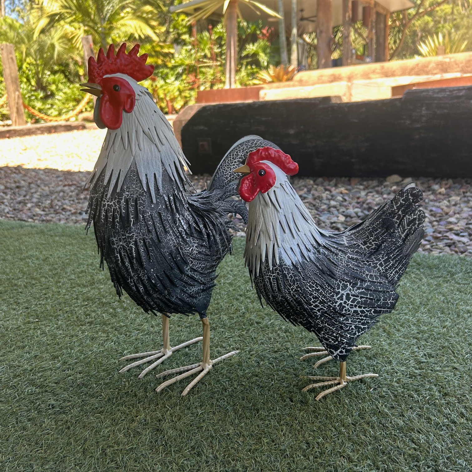 Steel Rooster and Hen