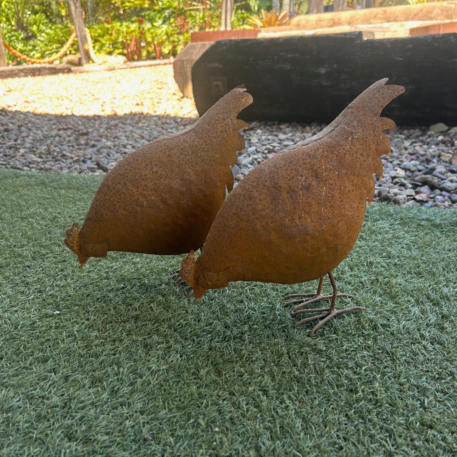 Rusty steel hens